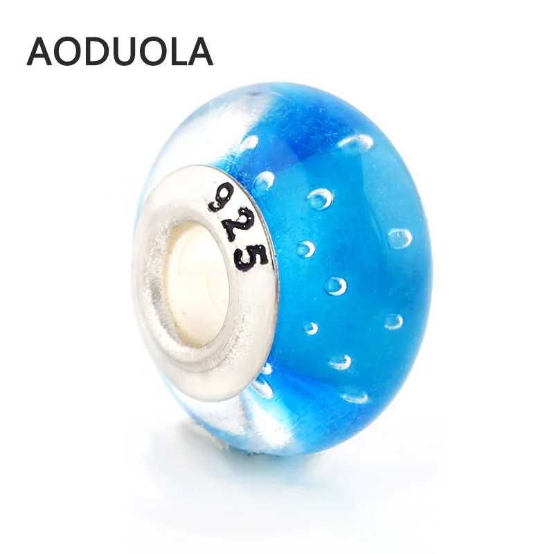 Стеклянные бусины AODUOLA с голубым или розовым основанием круглые в стиле сделай