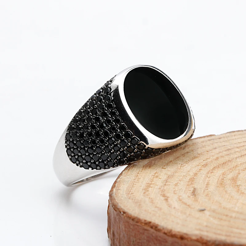 Мужское и женское кольцо из серебра 925 пробы с черной эмалью|ring for|rings for menring men black |