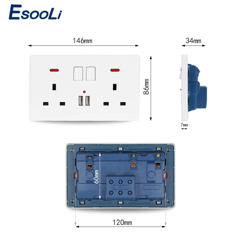 Розетка настенная Esooli 146 а х86 мм | Обустройство дома