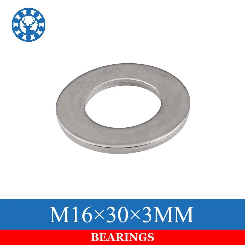 10 шт. DIN125 ISO7089 M16X30X3MM 304 Шайба из нержавеющей стали|washer gasket|plain washerstainless steel gasket |