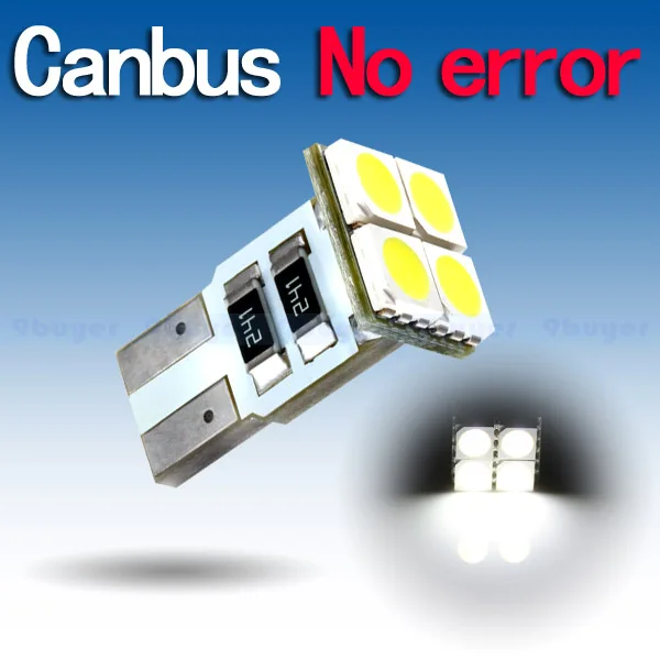 10 шт. T10 4SMD чистый белый CANBUS OBC безошибочный W5W светодиодный автомобильные лампы 501
