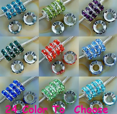 

Free Shipping 10mm Mixed random color y44 Crystal Rondelle Spacer Beads Lot,Rhodium Plated European Beads.