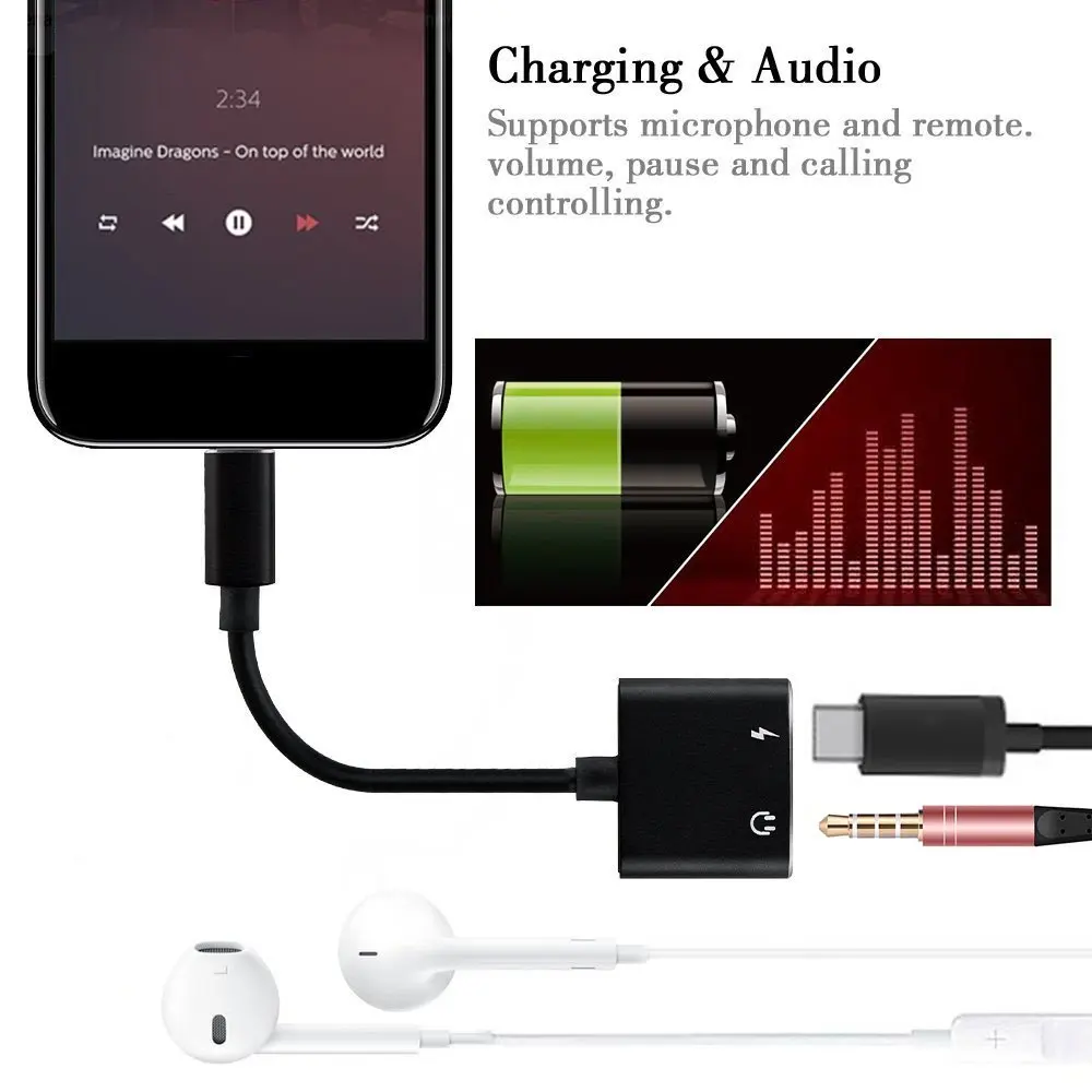 

Кабель USB-C USB Тип C до 3,5 мм Аудио разъем Кабель для наушников Адаптер для зарядки для Letv 2 / Xiaomi Mi6 / Huawei Mate 10 Pro Adaptador