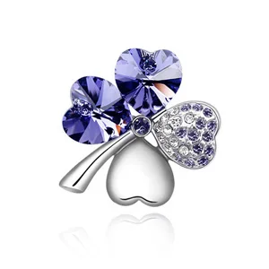 Изысканная брошь в форме клевера из настоящего хрусталя от Swarovski Bijoux женские Броши подарок подруге на День святого Валентина