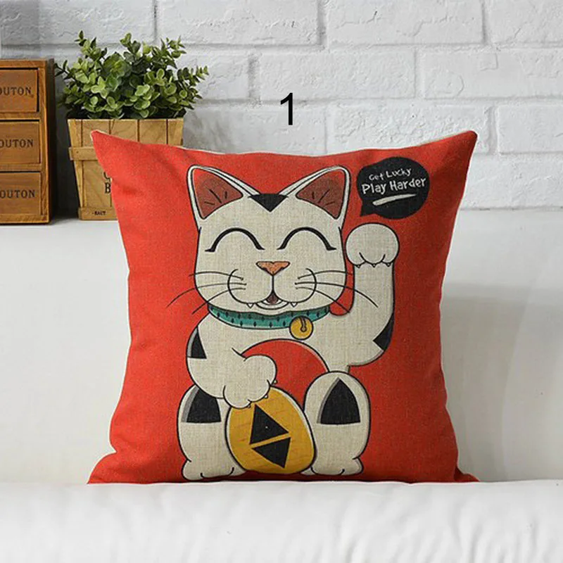 Японский стиль Lucky cat Кот приносящий удачу наволочка 45*45 см квадратные льняные хлопковые наволочки для подушек спальня диван автомобиль Декор подарок Almofada