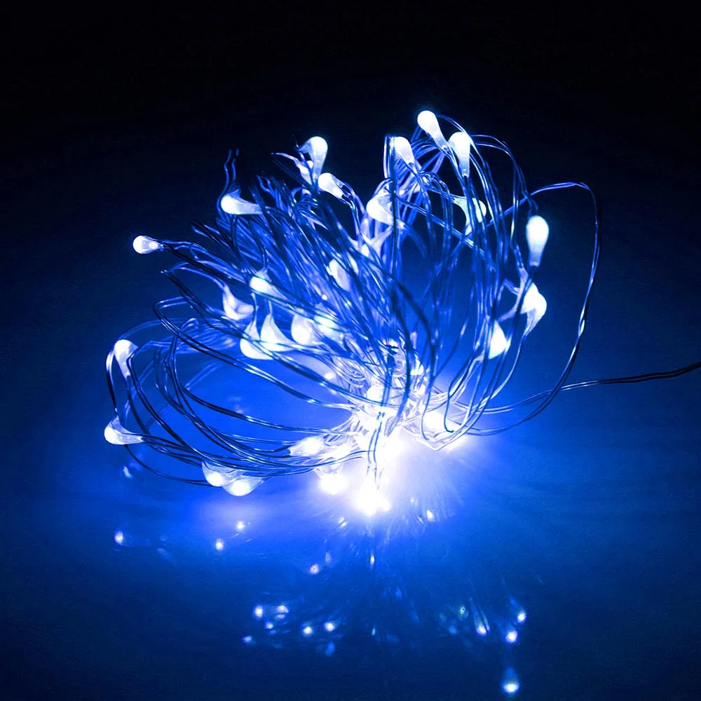 20-40Leds медные светодиодные гирлянды 2-4 метра Рождественская елка День Святого Валентина праздник ночник фонарь Водонепроницаемый модный HL - Испускаемый цвет: Синий