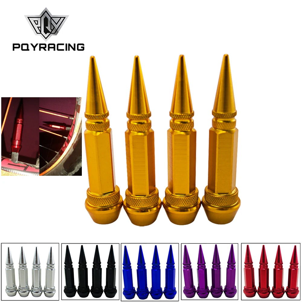 

PQY - 4Pcs/set Universal Auto Bicycle Car Tire Valve Cap VALVE STEM CAPS WHEELS RIMS like Racing lug nuts PQY-WR12
