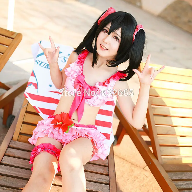 Из за любви к живым! Купальник Nico Yazawa бикини с надписью Love Live для косплея|nico yazawa
