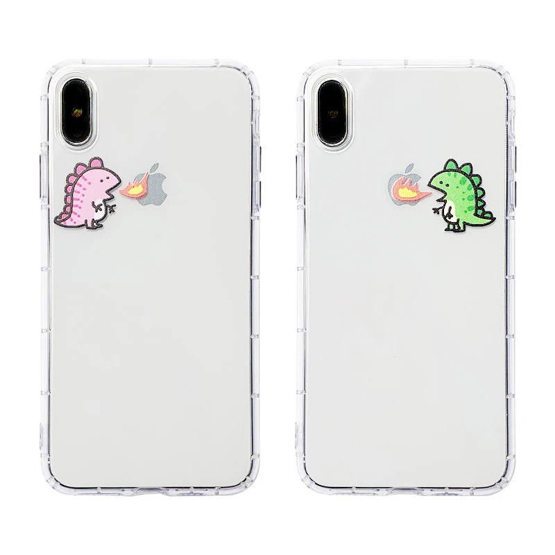 GlamPhoneCase прозрачный милый чехол для телефона с динозавром iPhone X XS Max XR мягкий из ТПУ