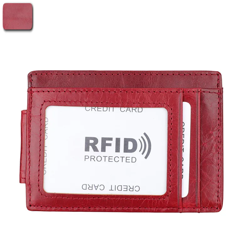 Брендовый кошелек из натуральной кожи с блокировкой RFID Тонкий Зажим для банкнот