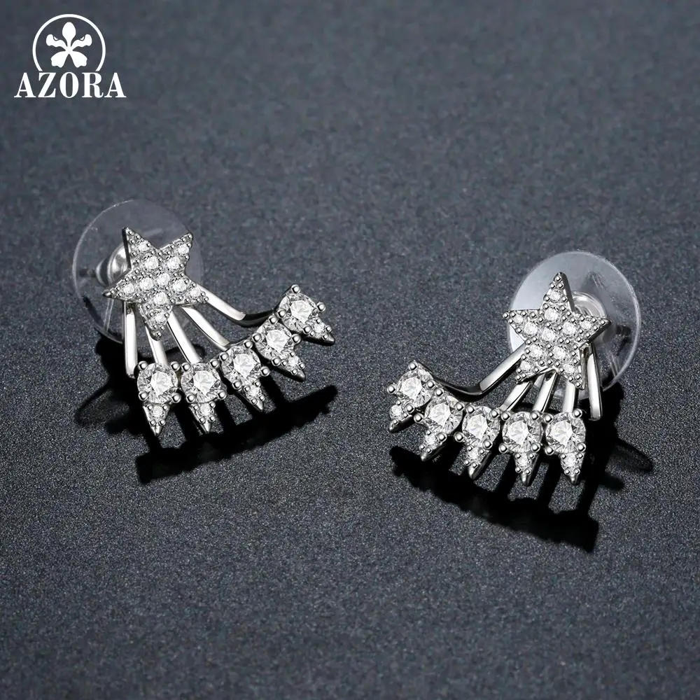Азора пять когтей AAA + Clear Cubic Zirconia в виде пентаграммы серьги капель с Стразы