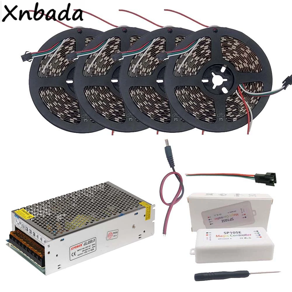 Светодиодная лента RGB 5 м 10 15 20 WS2812B WS2812 30 светодиодов/м 60 SP105E Bluetooth контроллер в