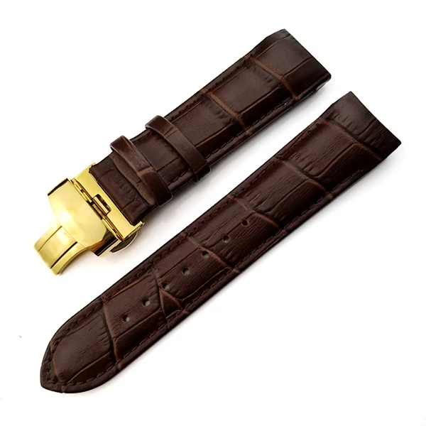 brown gold Ремешок для часов из натуральной телячьей кожи для часов Tissot T035, ремешок для часов, браслеты с бабочкой, замена 22 мм, 23 мм, 24 мм - Цвет ремешка: brown gold