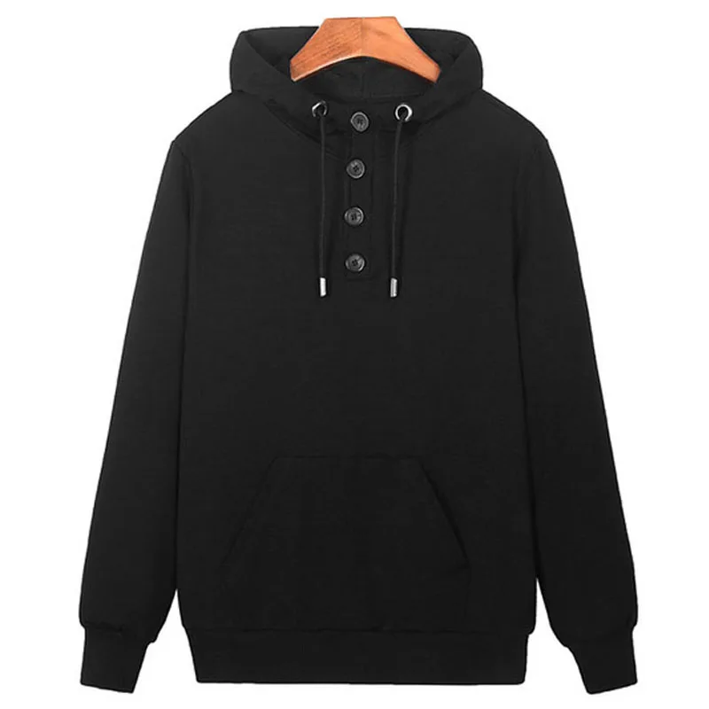 Черный MFERLIER осень зима толстовка мужская 5XL 6XL 7XL 8XL 9XL большой размер длинный рукав утепленная толстовка 3 цвета - Цвет: Черный
