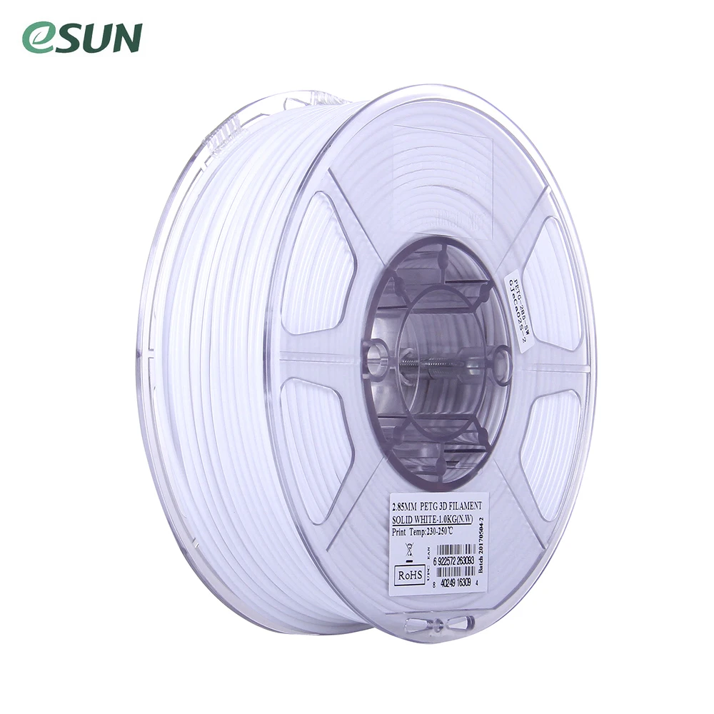 Solid White ESUN по желанию разные Цвета ПЭТГ 1,75 мм 3D-принтеры Синтетическая нить 1кг(2.2lb) шпуля Материал для заправки зажигалок из плотной ткани желтого цвета расходных материалов - Цвет: Solid White