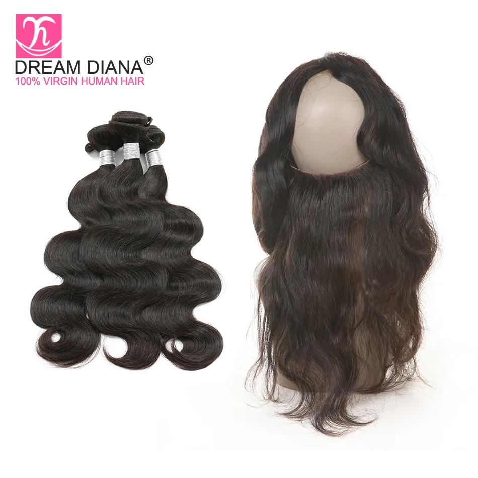 DreamDiana малазийские объемные волнистые 360 фронтальные с пучками Remy Weave 2/3 пучки