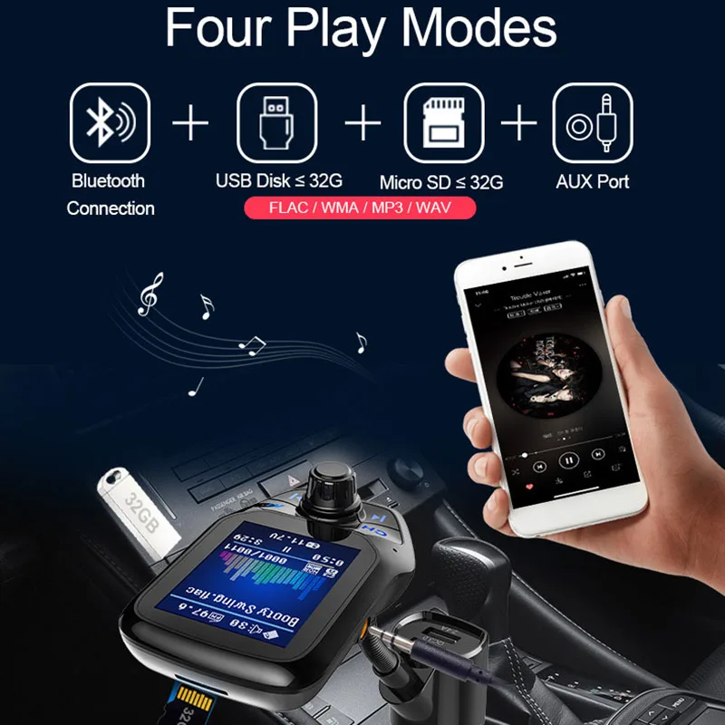 Новинка Автомобильный Bluetooth FM передатчик MP3 плеер беспроводной радиоадаптер USB