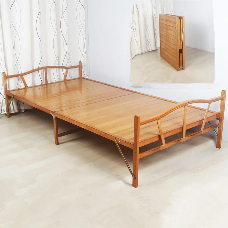 

1.0x1.9cm Modern Folding Bed Indoor Bamboo Furniture Single Foldable Bed For Guest Home Bedroom Furniture Platform Bed Folding