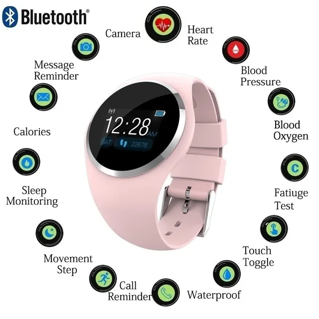 Женские Смарт часы для фитнеса бега пульсометр Bluetooth шагомер сенсорные умные