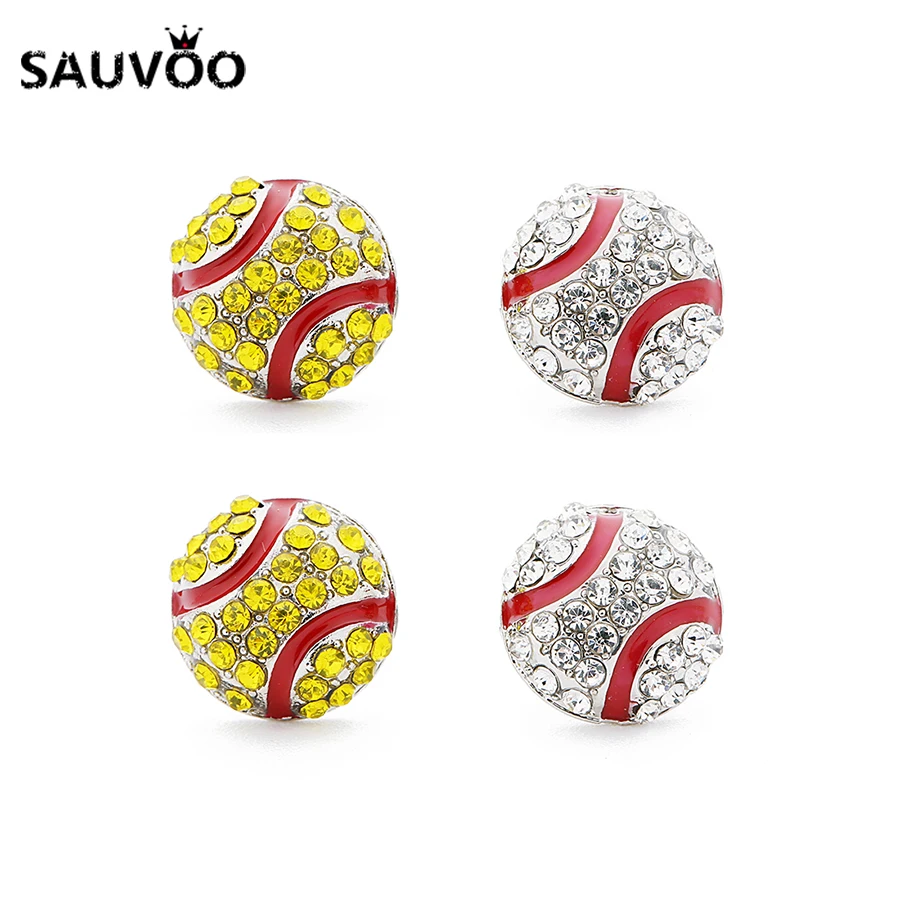Sauvoo 1 Pair Baseball Stud Earrings Men Silver Gold Color 13*16mm Ear Piercing Jewelry for Women Dropshipping | Украшения и