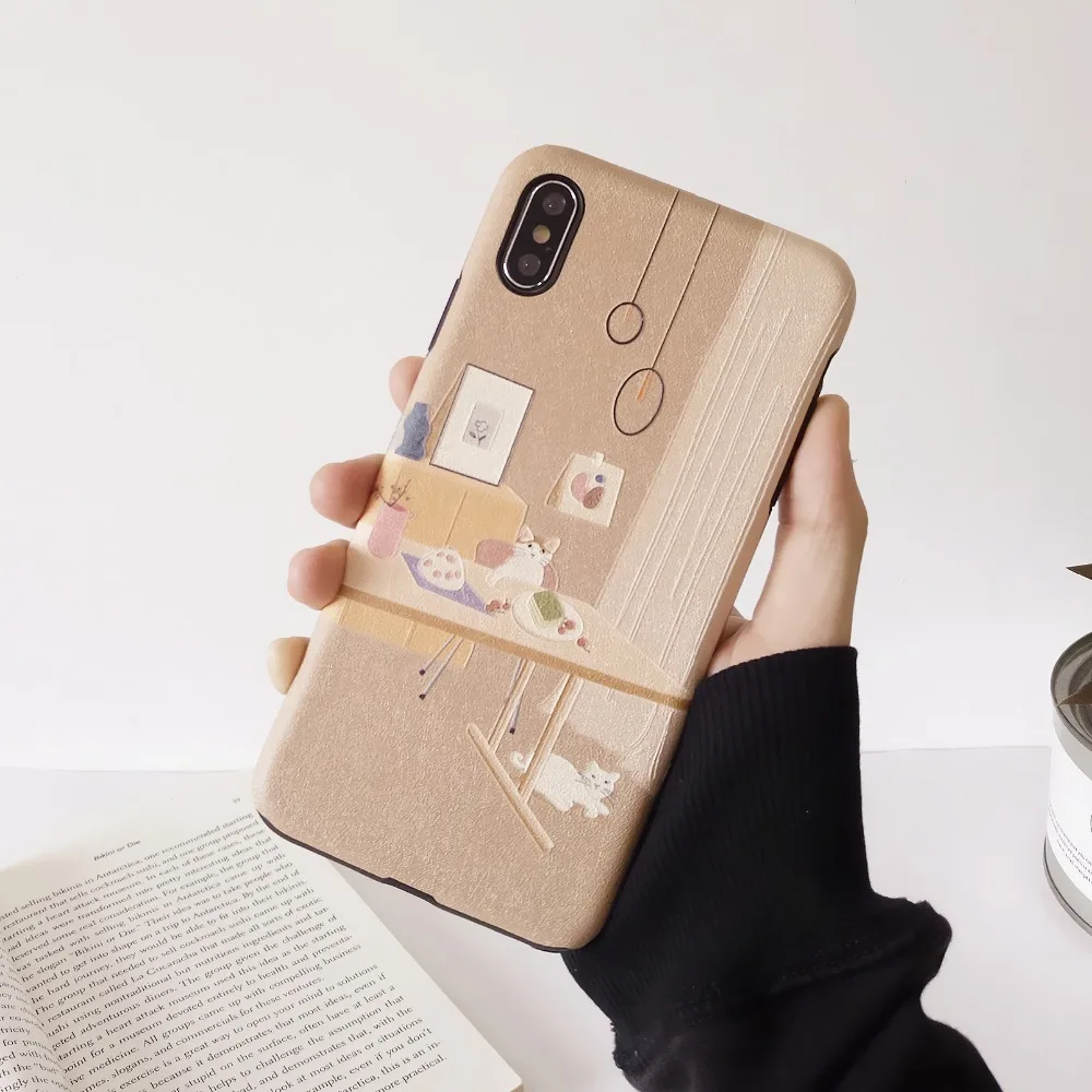 Винтаж кот шаблон чехол для iPhone X XS XR 6 S 7 8 плюс MAX силиконовый мягкий матовый