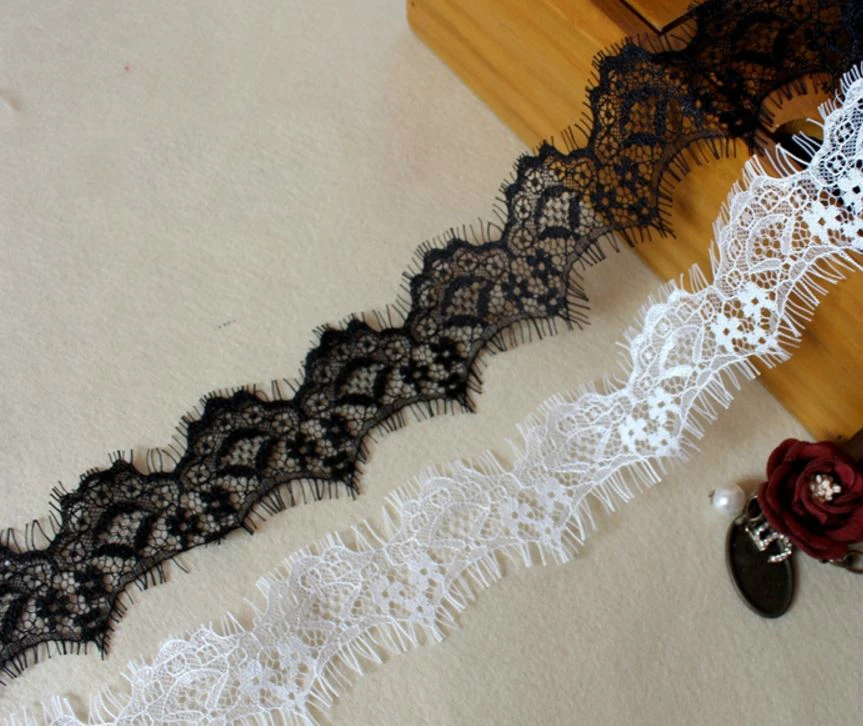 6 meters /lot 4cm wide Black and white eyelash lace DIY Handmade fabric Lingerie clothing Bride's wedding dress | Дом и сад
