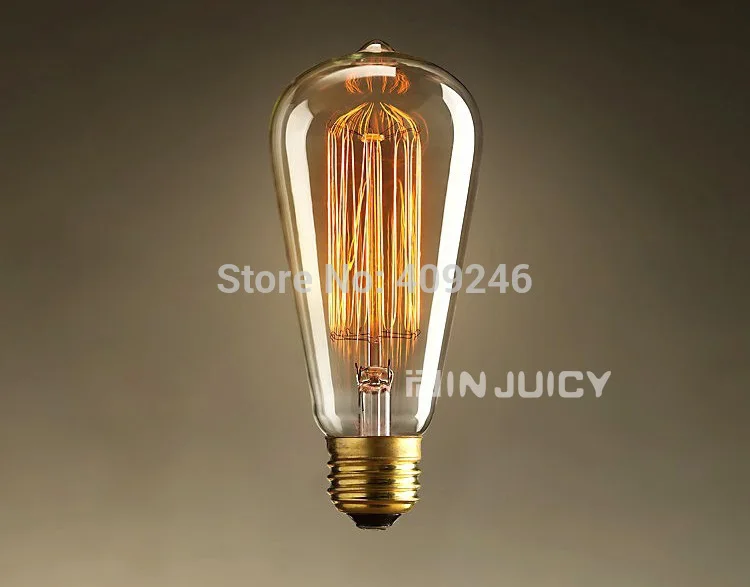 

AC110V 120V 2PCS/LOT Marconi Bulb Lamp Vintage Edison Reproduction 40 Watt 60 Watt Clear Glass Fireworks E27 ST64