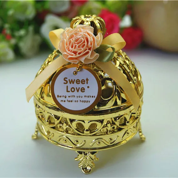 Милые thurible формы Золотой Серебряный пластик свадебные коробки с цветком, by4502 - Цвет: J