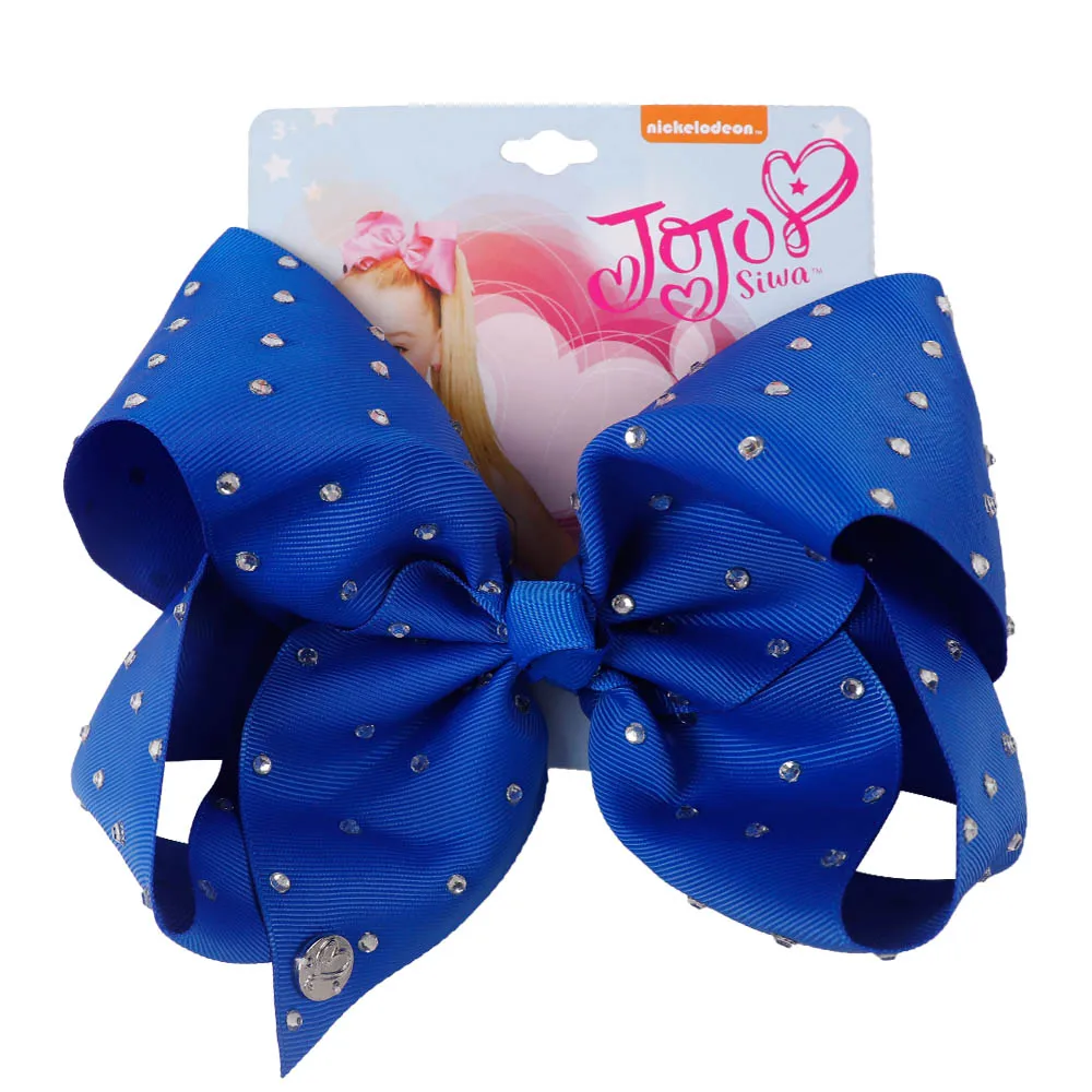 " Jojo Siwa доя больших полных Стразы бант для волос для девочек однотонную ленточку заколка для волос, Заколки для волос с бантом, для девочек, женские аксессуары для волос - Цвет: 11
