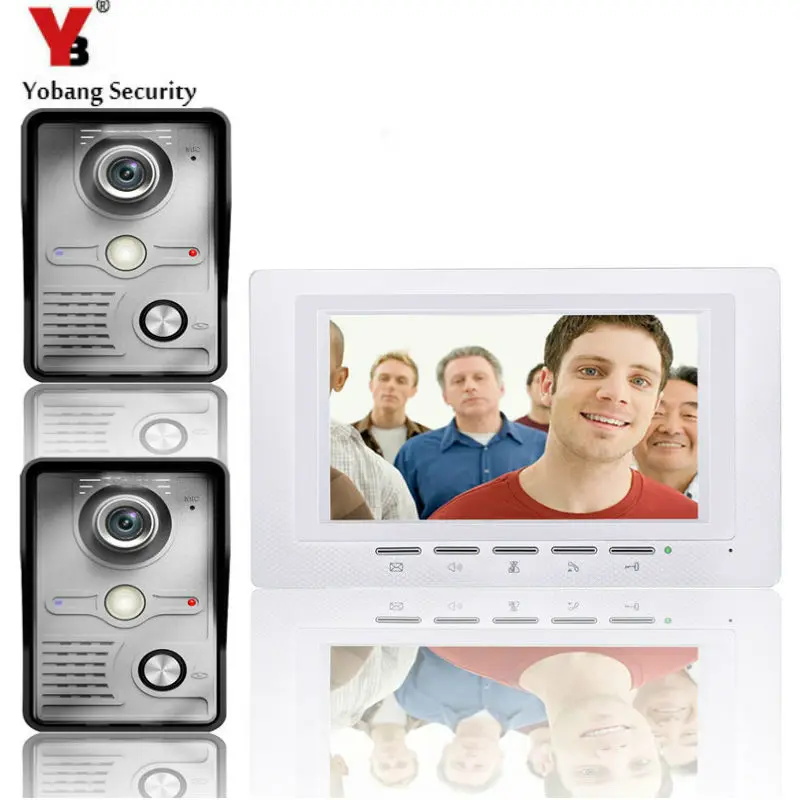 YobangSecurity " дюймовый монитор видео дверной звонок Дверной Телефон Видео дверной домофон ночное видение 2 камеры 1 монитор система безопасности