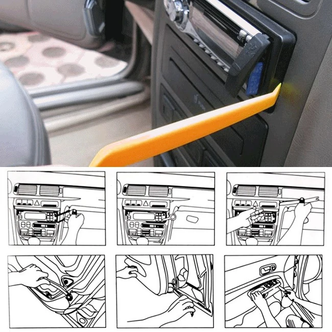 

FORAUTO 4Pcs/Set Car Panel Removal Tools Radio Audio Refit ABS Pry Refitting Sets Kit Automobile Trim Dash Portable Door Clip
