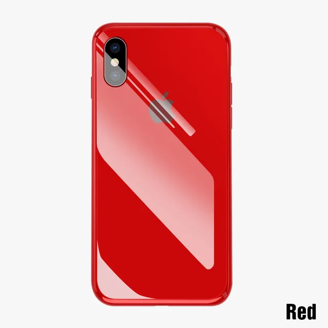 Red and Front Glass 30D роскошный стеклянный чехол для Apple iPhone 6 6 S 7 8 плюс силиконовый чехол для телефона чехол с передним закаленным стеклом для iPhone Xs Max XR - Цвет: Red and Front Glass