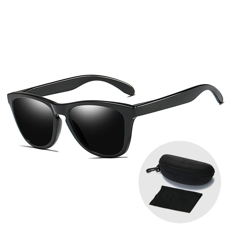 Grey Lens Fashion Classic Square Sunglasses Men Retro Polarized UV400 Mirror Lens Sun Glasses Transparent Eyeglasses Women with Zip Case - Цвет линз: Grey Lens