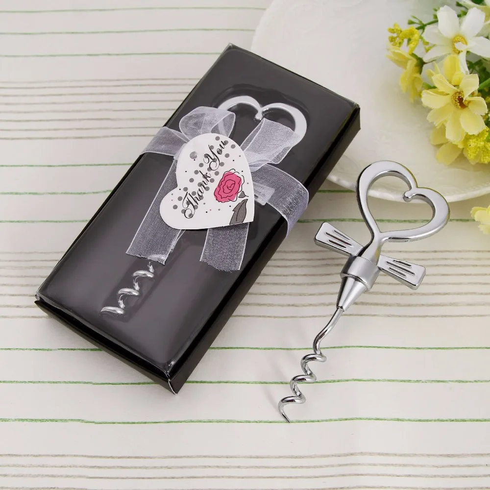 Verkaufen 100 Stücke Edelstahl Flasche Öffner Hochzeit Party Favor Korkenzieher Wein Flasche Opener Stopper Liebe Herz Geschenk Partei Liefert