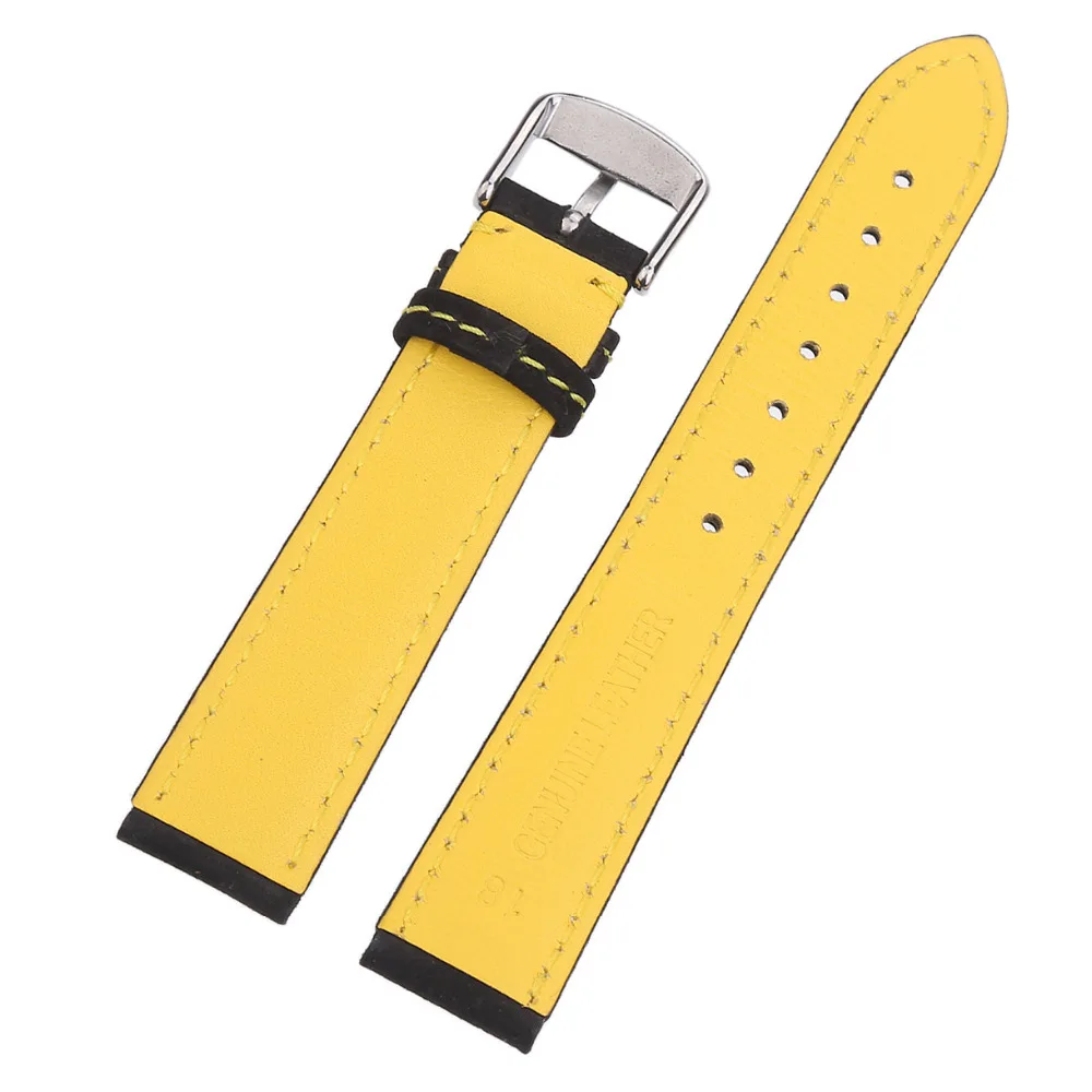 Eache специальное отверстие из натуральной кожи Watchstrap черный серый ремешок Группа