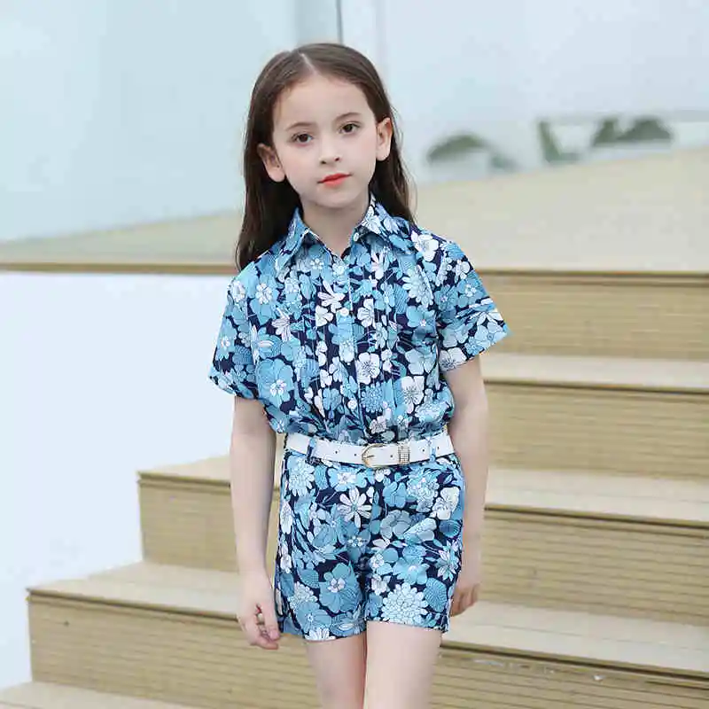 Лето 2017 г. комплект детской одежды дети рубашка с короткими рукавами для крупных