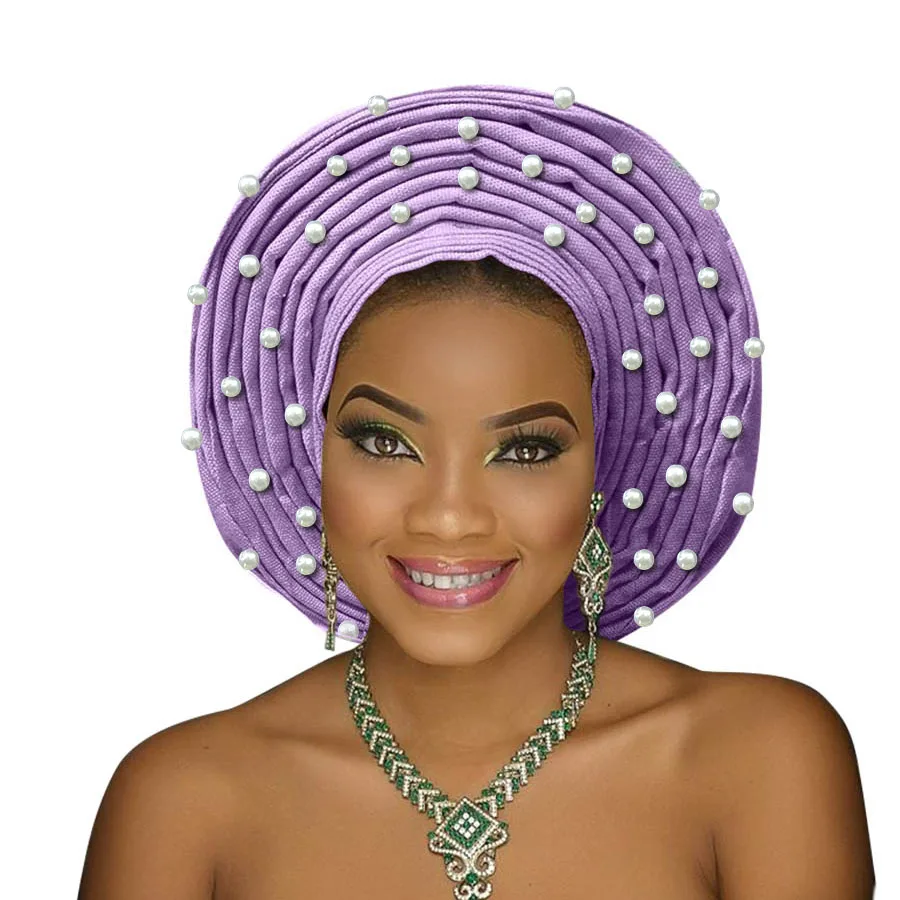 Aso oke головной убор с бисером aso oke нигерийский головной убор Африканский Авто геле aso ebi женский тюрбан красивый головной убор для свадьбы