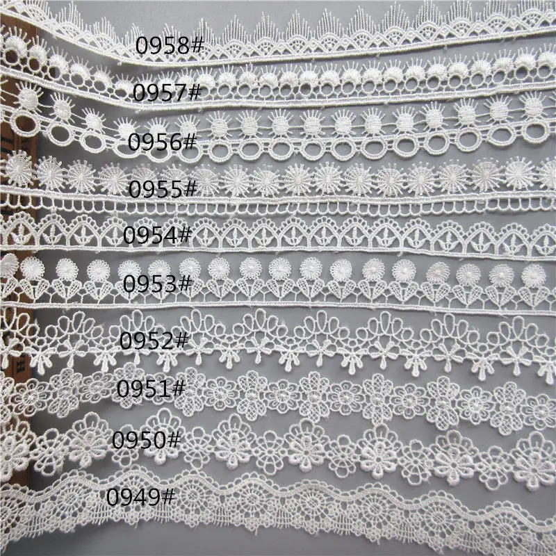 Винтажная белая вышитая Цветочная лента из растворимого полиэстера 3 ярда