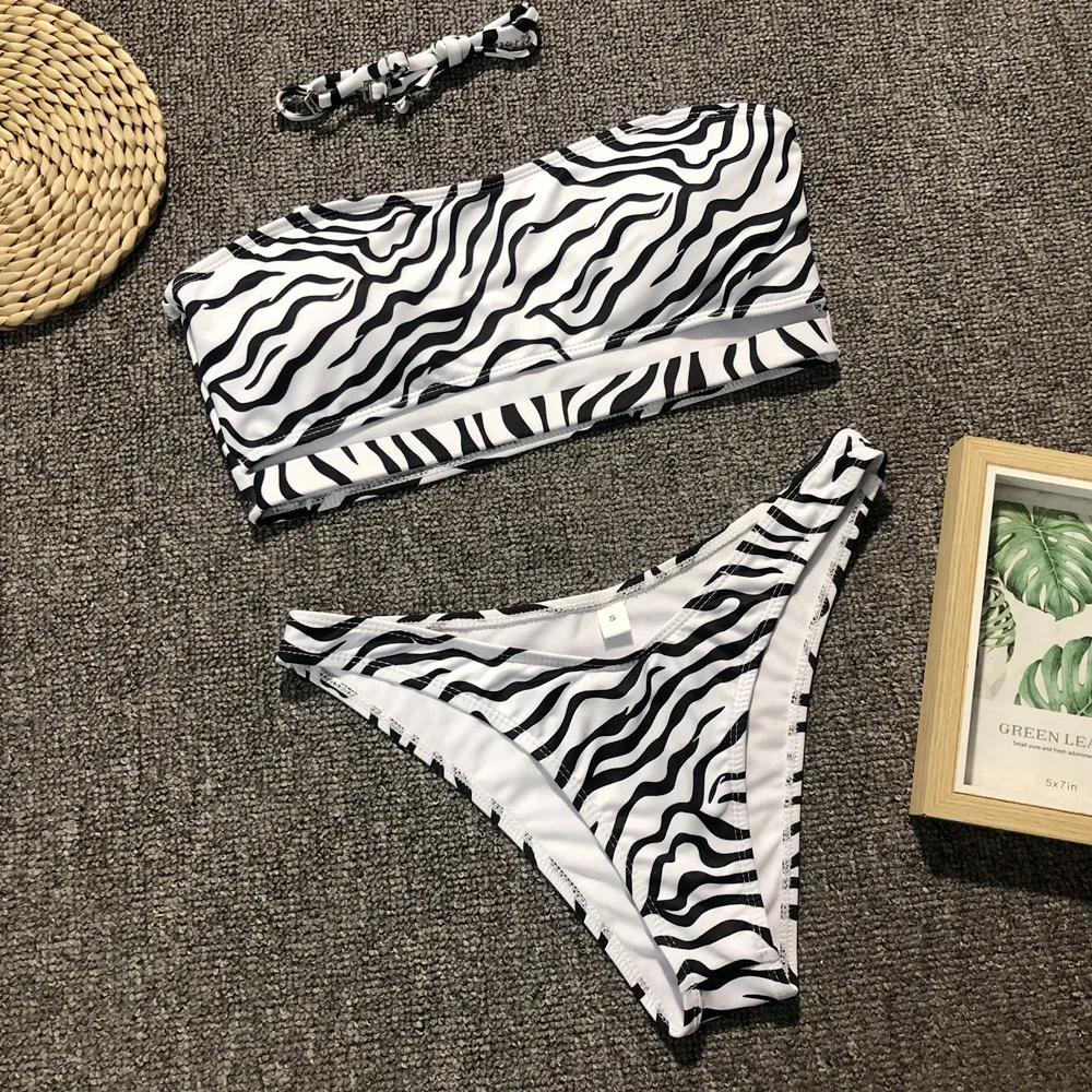 Женский сексуальный комплект бикини с принтом зебры пуш ап низкой талией