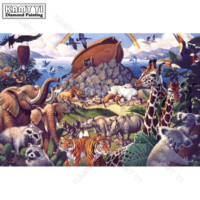 Алмазная 5D картина Мир животных полноразмерная/круглая вышивка крестиком