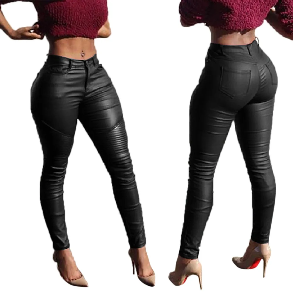 2018 модные сексуальные женские Стрейчевые узкие брюки с высокой талией