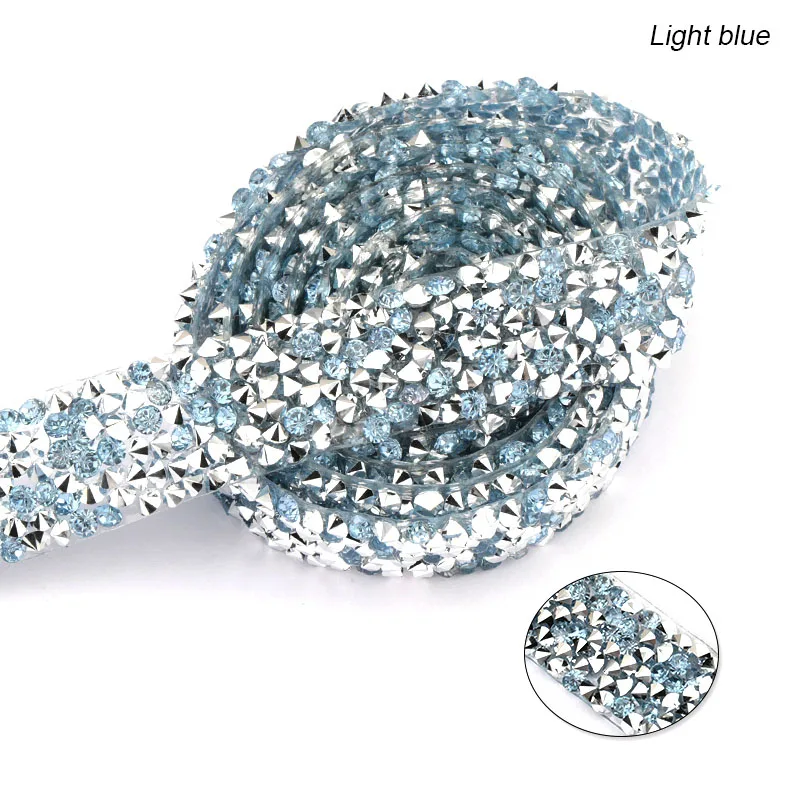 light blue 1,5 см модное украшение из горного хрусталя, 1 ярд/Лот Смола Кристалл украшения отделка, обувь окантовка шляпка блестящие украшения QIAO - Цвет: light blue