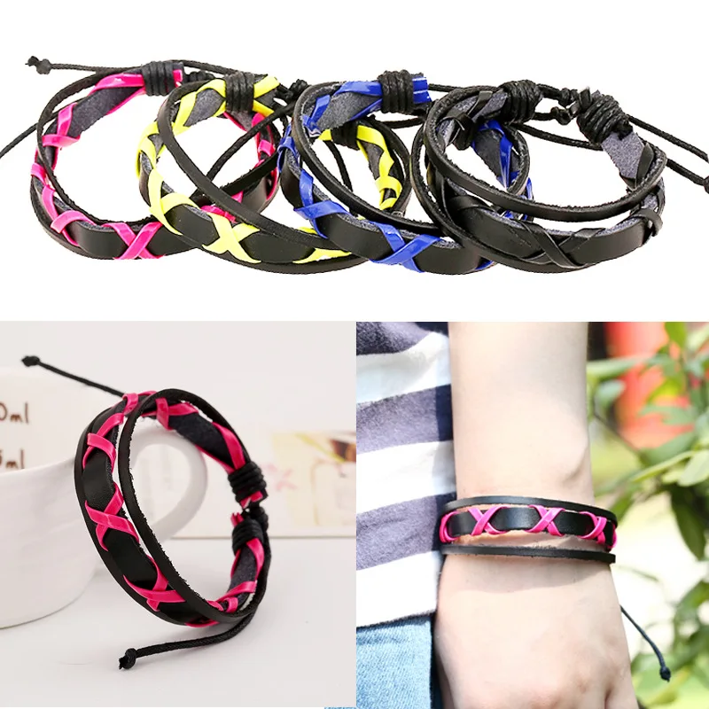 Со скидкой! Многоцветный на выбор плетеный браслет кожаный очаровательные