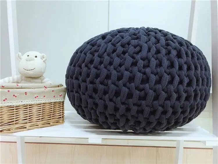 Высококачественная шерстяная круглая подушка ручной вязки POUF оттоманка для