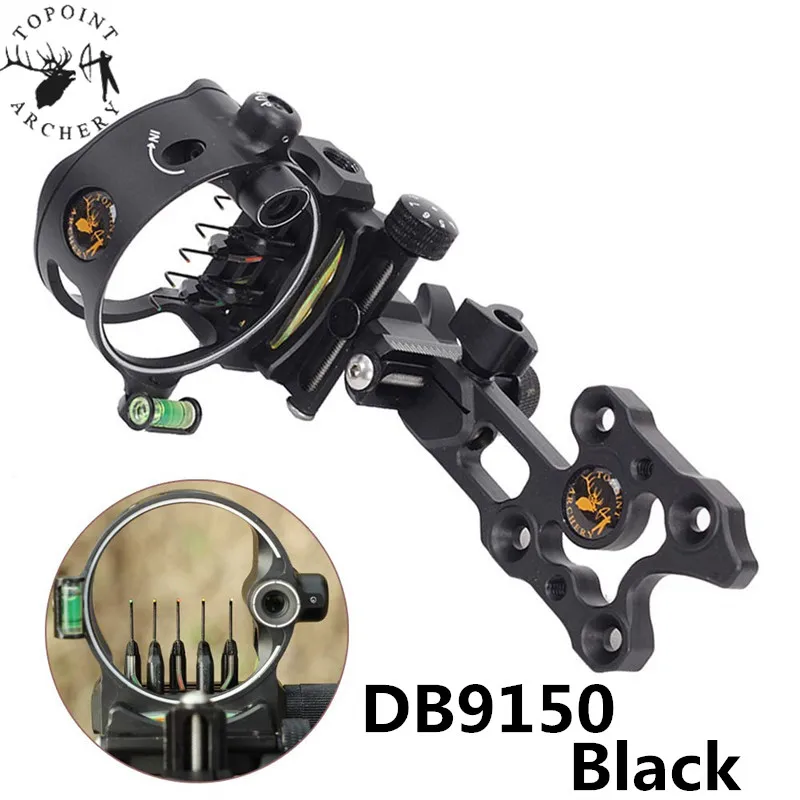 Archery Bow Sight 5 Pin 0.019 Optical Fiber Retinal Sight CNC Aluminum Adjustment For Compound Bow Hunting Shooting Accessories
