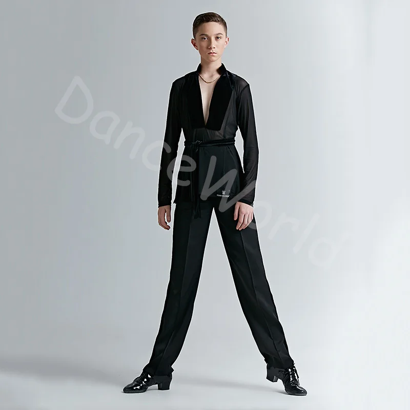 Детский костюм для латиноамериканских танцев профессиональный топ с длинными