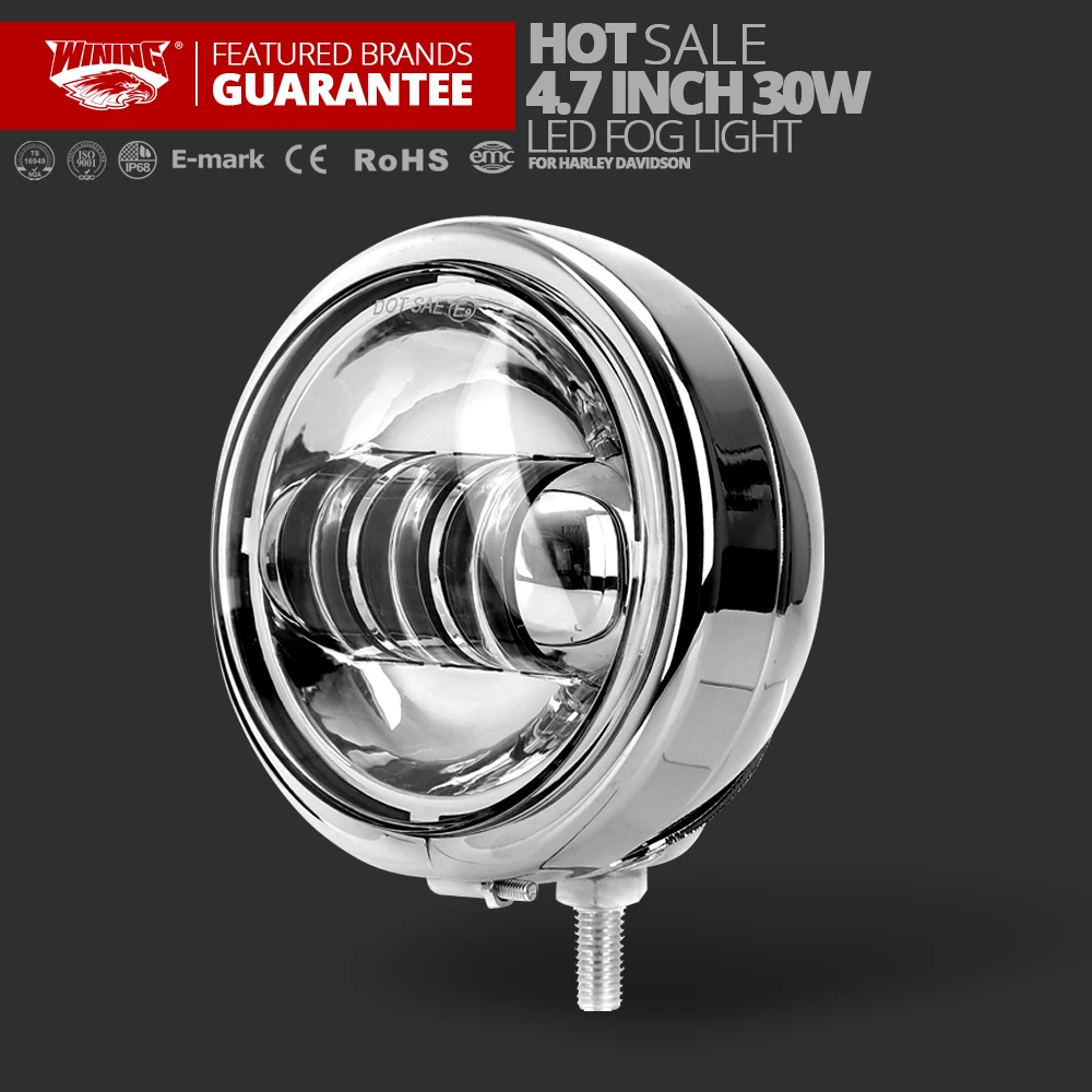 Chrome 4.7 Inch 30W Passing Light for Harley Daivdson Motorcycle 4-1/2&quot Led Fog Lamp Motor Auxiliary Headlight |