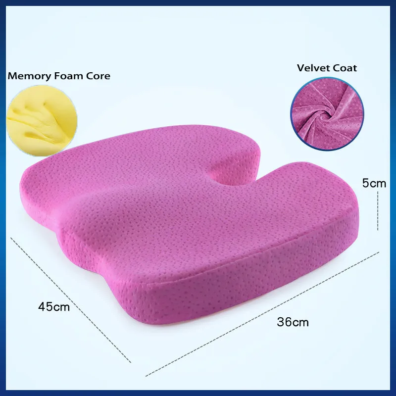 Velvet fabric Purple U-образная подушка для путешествий, ортопедические массажный эффект, Подушка для стула, подушка для автомобиля, офиса, подушка с эффектом памяти, поддержка, радикулит, облегчение боли - Цвет: Velvet fabric Purple