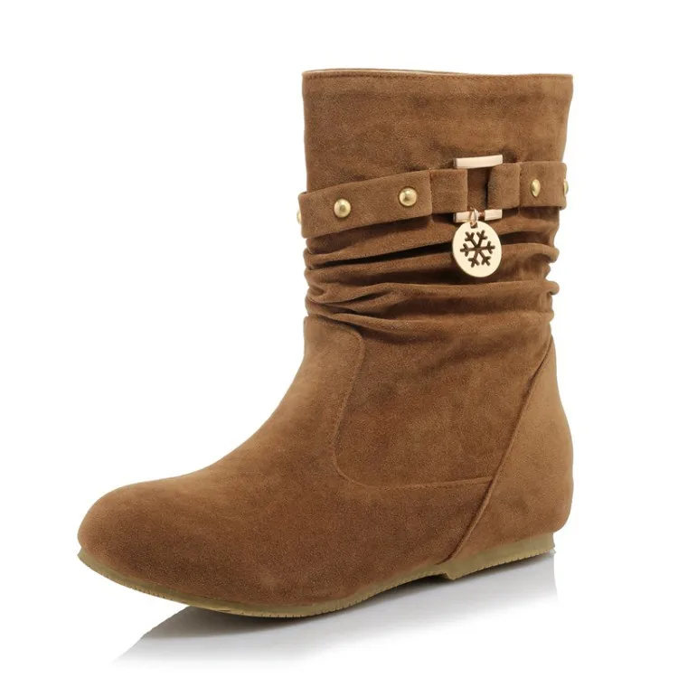 Каждый день Chaussure femme Зимние женские ботинки из флока без шнуровки Женская обувь