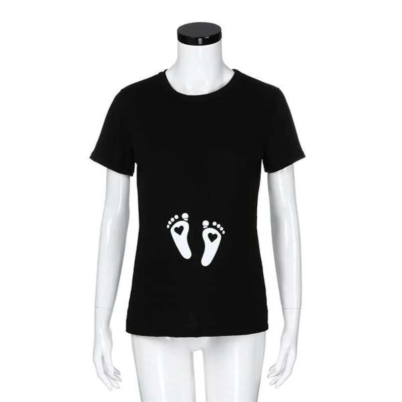 Maternity Clothes Pregnancy Plus Size Pregnant women Short-sleeved Footprints Printed Shirt ropa premama embarazadas A1